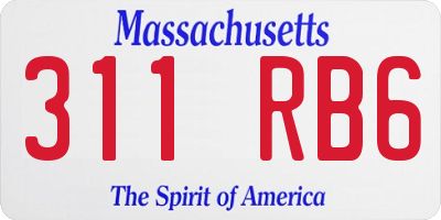 MA license plate 311RB6