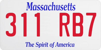 MA license plate 311RB7
