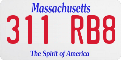 MA license plate 311RB8