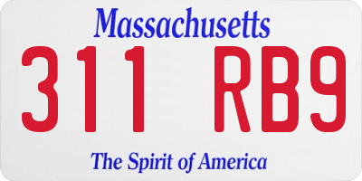 MA license plate 311RB9