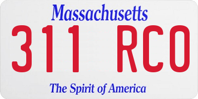 MA license plate 311RC0