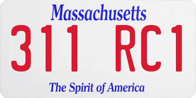 MA license plate 311RC1
