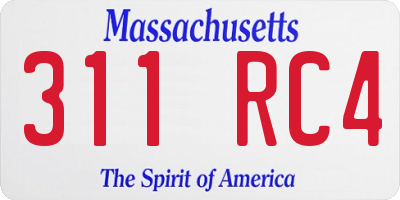 MA license plate 311RC4