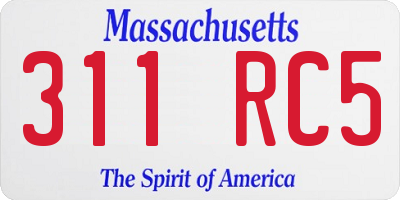 MA license plate 311RC5
