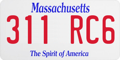 MA license plate 311RC6