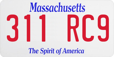 MA license plate 311RC9