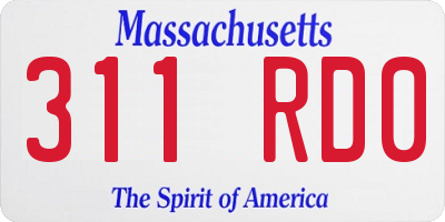 MA license plate 311RD0
