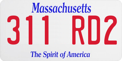 MA license plate 311RD2