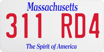 MA license plate 311RD4