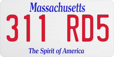 MA license plate 311RD5