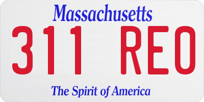 MA license plate 311RE0