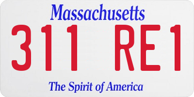 MA license plate 311RE1