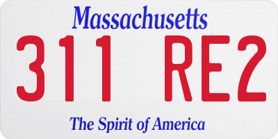 MA license plate 311RE2