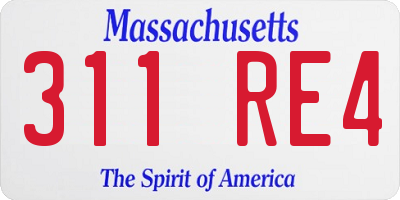 MA license plate 311RE4