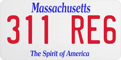 MA license plate 311RE6