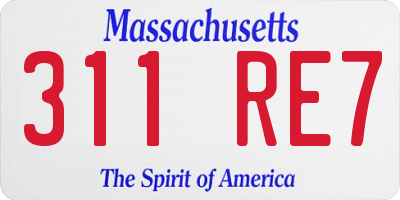 MA license plate 311RE7