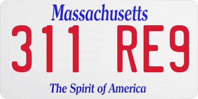 MA license plate 311RE9
