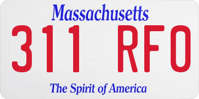 MA license plate 311RF0