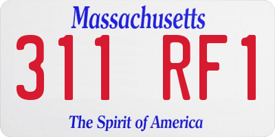 MA license plate 311RF1