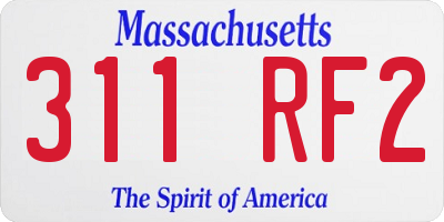 MA license plate 311RF2