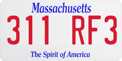 MA license plate 311RF3