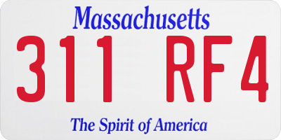 MA license plate 311RF4