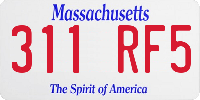 MA license plate 311RF5