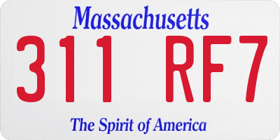MA license plate 311RF7