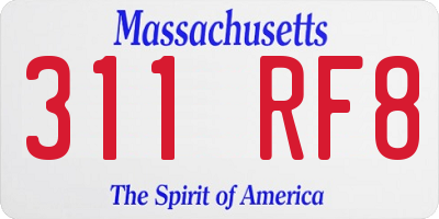 MA license plate 311RF8