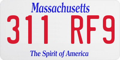 MA license plate 311RF9