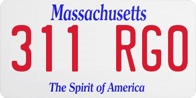 MA license plate 311RG0