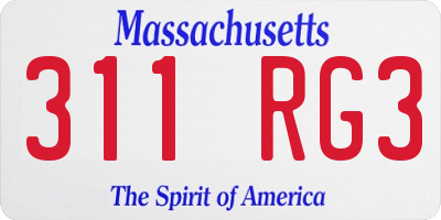 MA license plate 311RG3