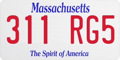 MA license plate 311RG5