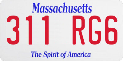 MA license plate 311RG6