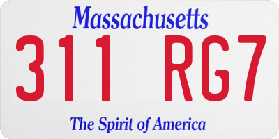 MA license plate 311RG7