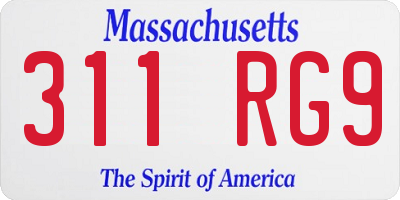 MA license plate 311RG9