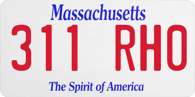 MA license plate 311RH0