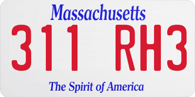 MA license plate 311RH3