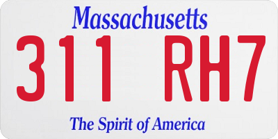 MA license plate 311RH7
