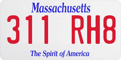 MA license plate 311RH8