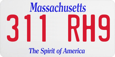 MA license plate 311RH9