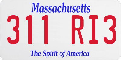 MA license plate 311RI3