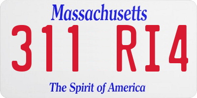 MA license plate 311RI4