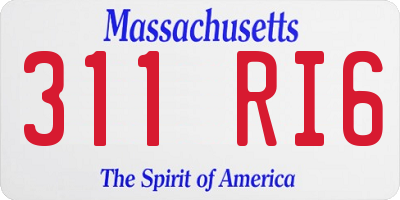 MA license plate 311RI6