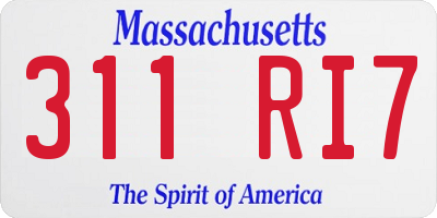MA license plate 311RI7