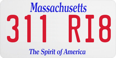 MA license plate 311RI8