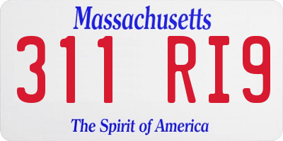 MA license plate 311RI9