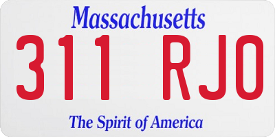 MA license plate 311RJ0