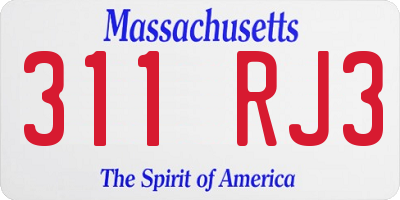 MA license plate 311RJ3