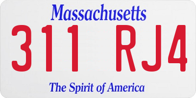 MA license plate 311RJ4
